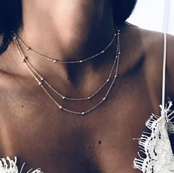 ☆Harper☆ Gold Ball and Chain Layered Necklace - Picture 3 of 4